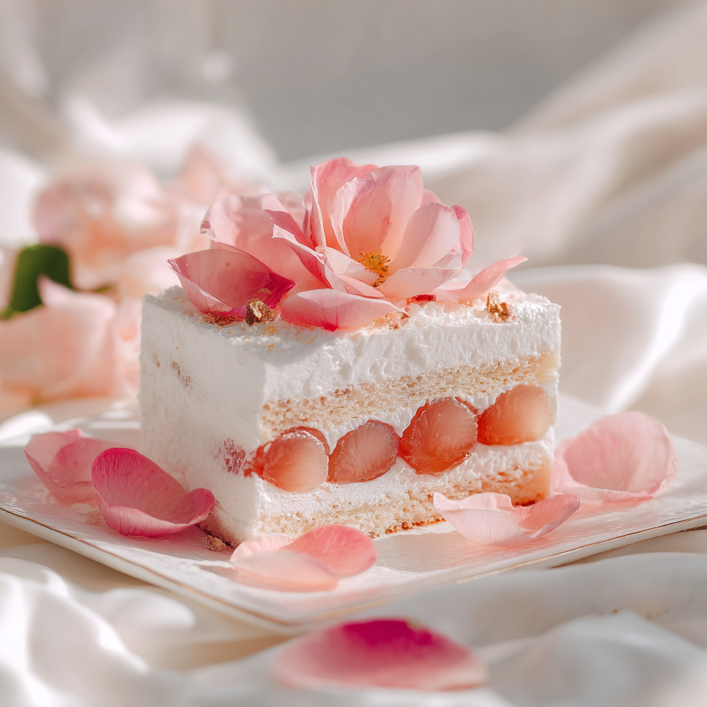 Rose Lychee Cream Cake Recipe 2 Rose Lychee Cream Cake Recipe - Recipe Image