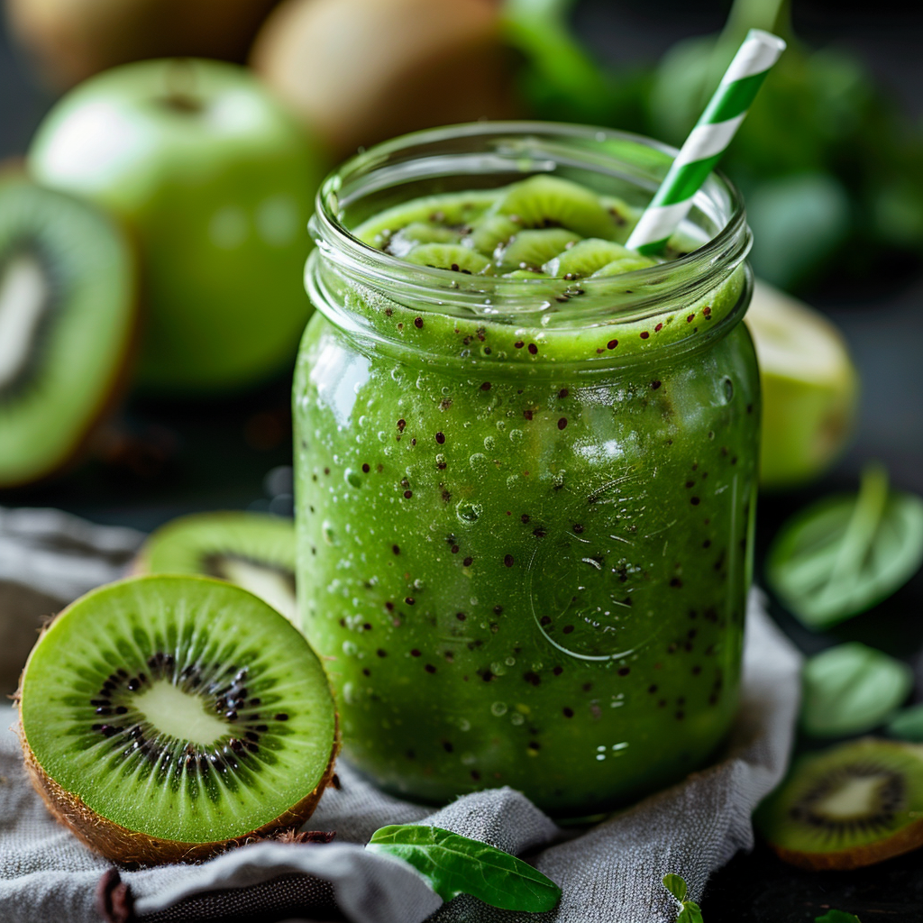 Kiwi Apple Green Smoothie Recipe 3 Kiwi Apple Green Smoothie Recipe - Recipe Image