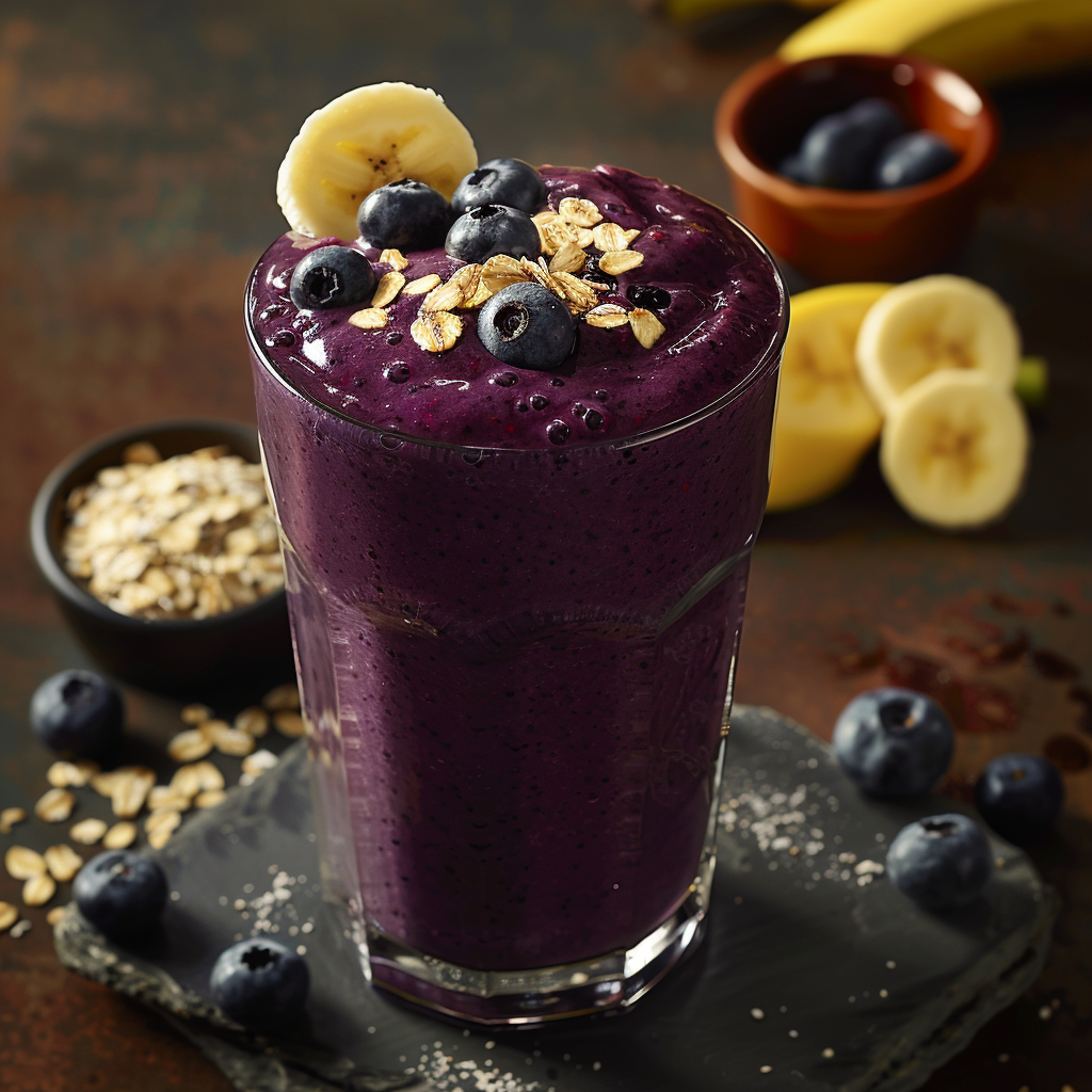 Banana Blueberry Protein Smoothie Recipe - Recipe Image