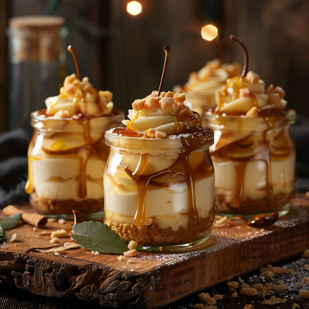 Caramel Pear Cheesecake Jars Recipe 2 Caramel Pear Cheesecake Jars Recipe - Recipe Image
