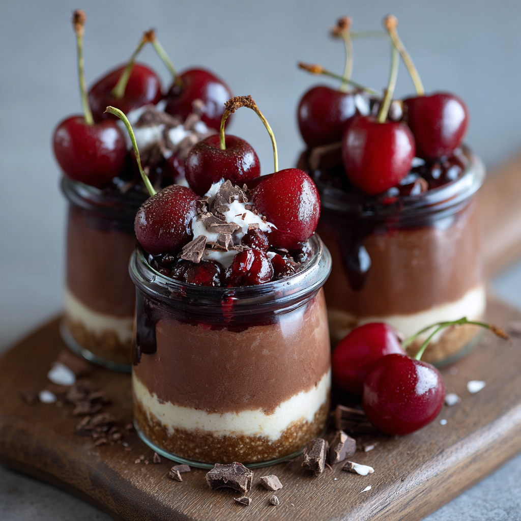 Cherry Chocolate Cheesecake Jars Recipe - Recipe Image