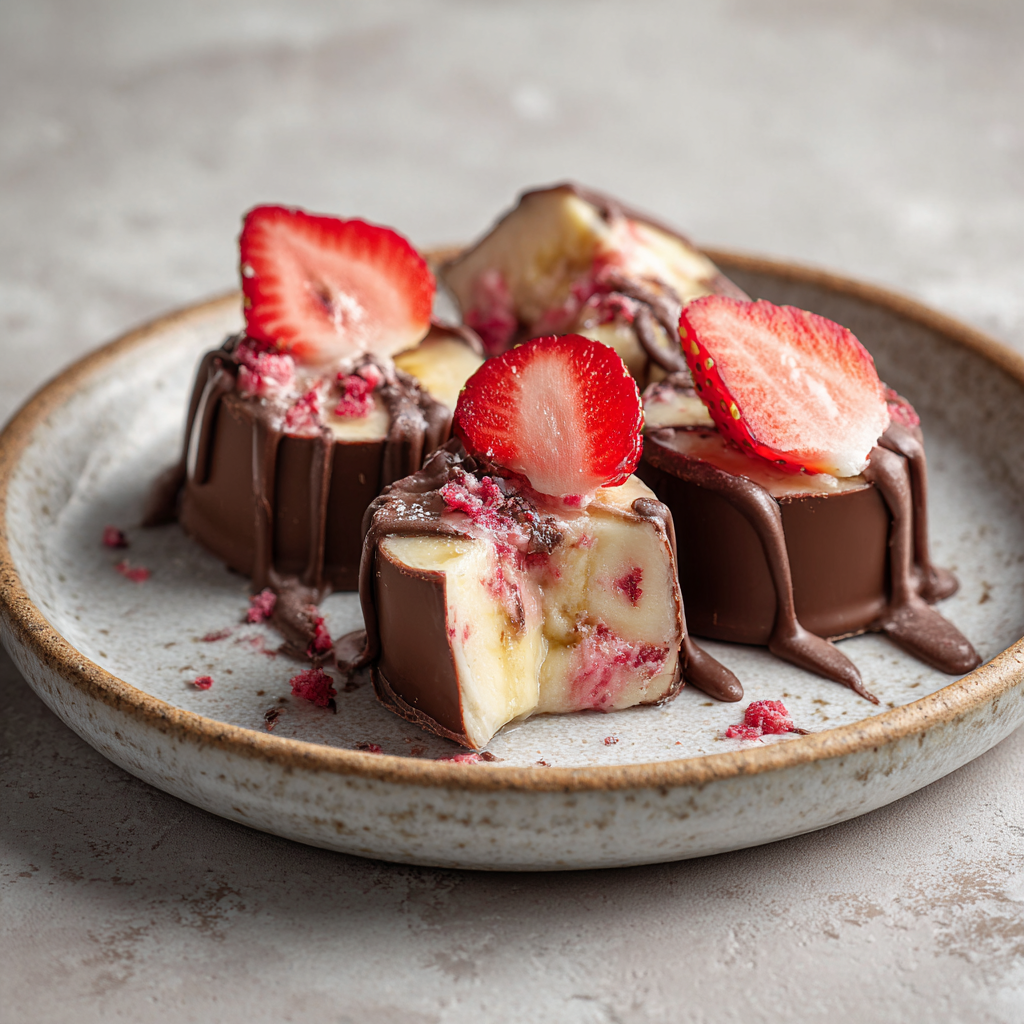 Strawberry Banana Ice Cream Bites Recipe 3 Strawberry Banana Ice Cream Bites Recipe - Recipe Image