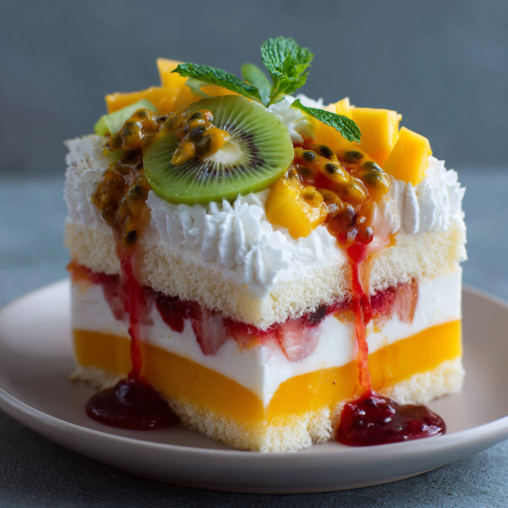 Tropical Fruit Parfait Cake Recipe - Recipe Image