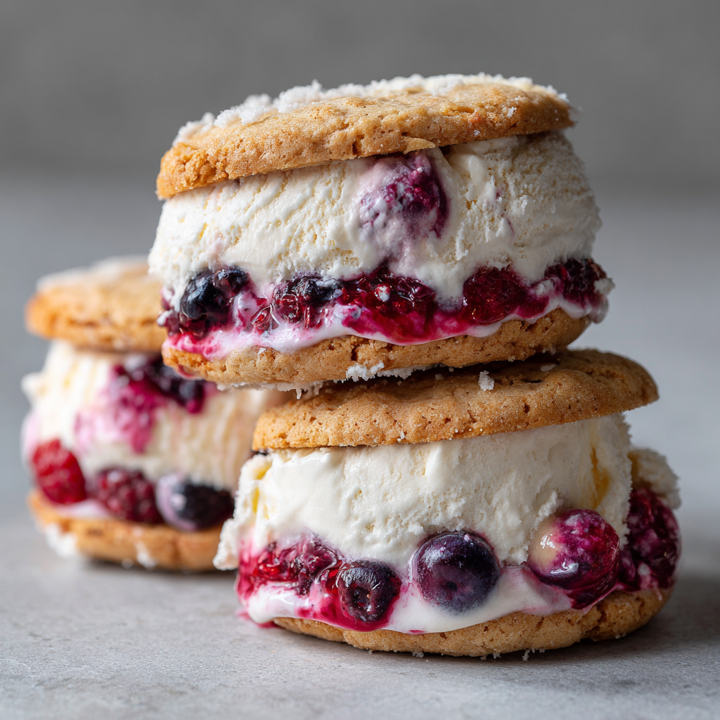 Vanilla Berry Ice Cream Sandwiches Recipe - Recipe Image