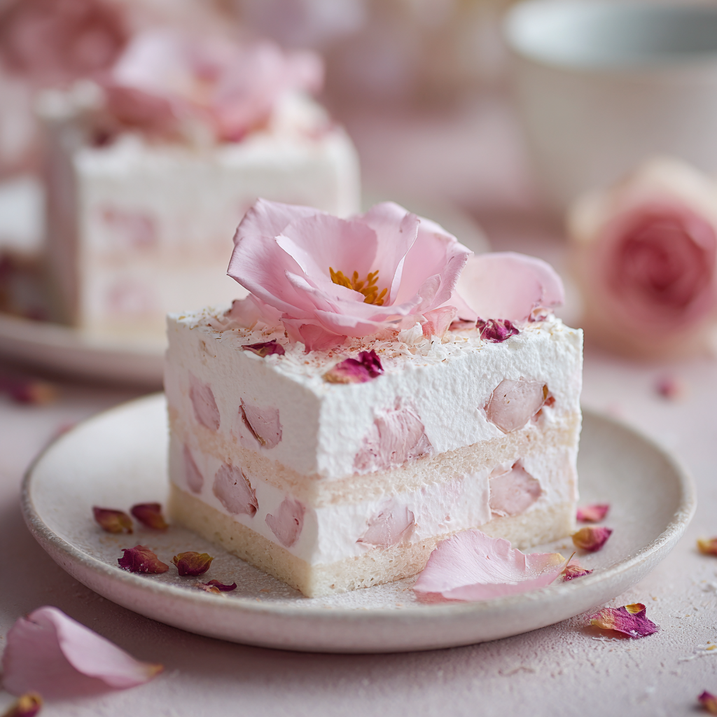 Rose Lychee Cream Cake Recipe