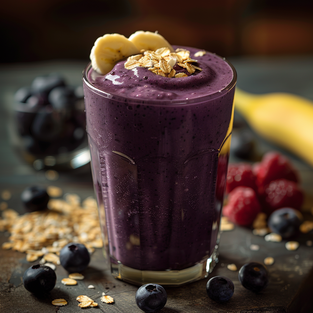Banana Blueberry Protein Smoothie Recipe - Recipe Image
