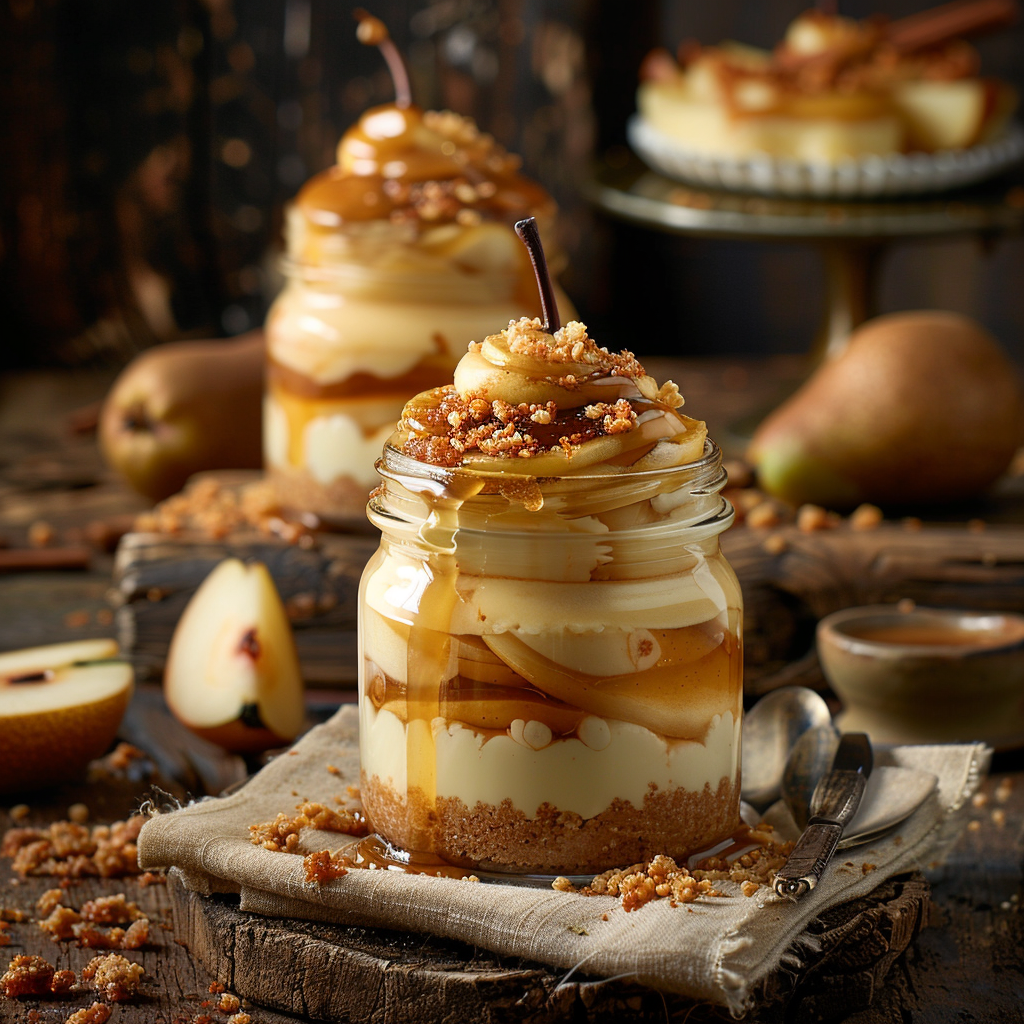 Caramel Pear Cheesecake Jars Recipe 3 Caramel Pear Cheesecake Jars Recipe - Recipe Image