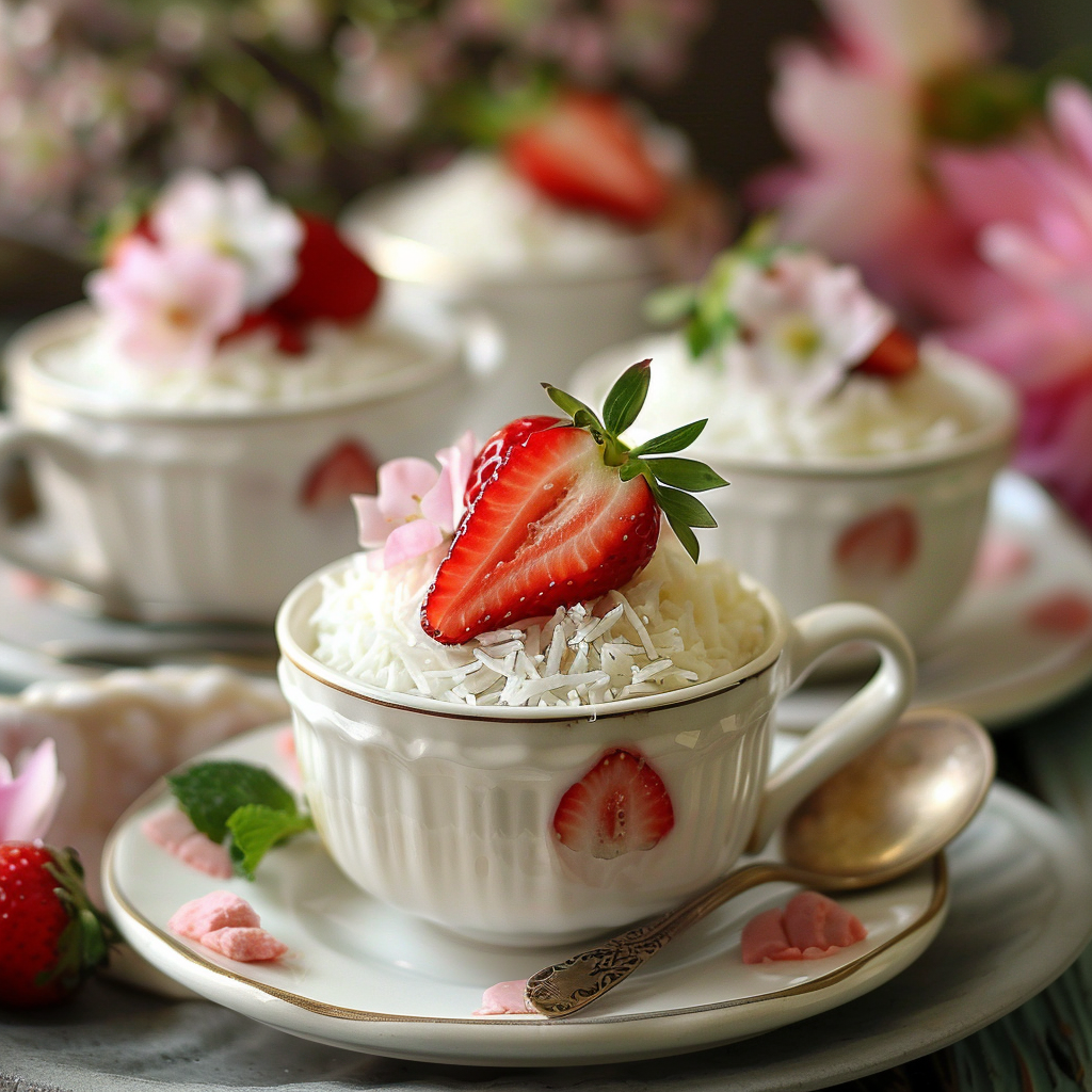Strawberry Coconut Rice Cups Recipe 3 Strawberry Coconut Rice Cups Recipe - Recipe Image