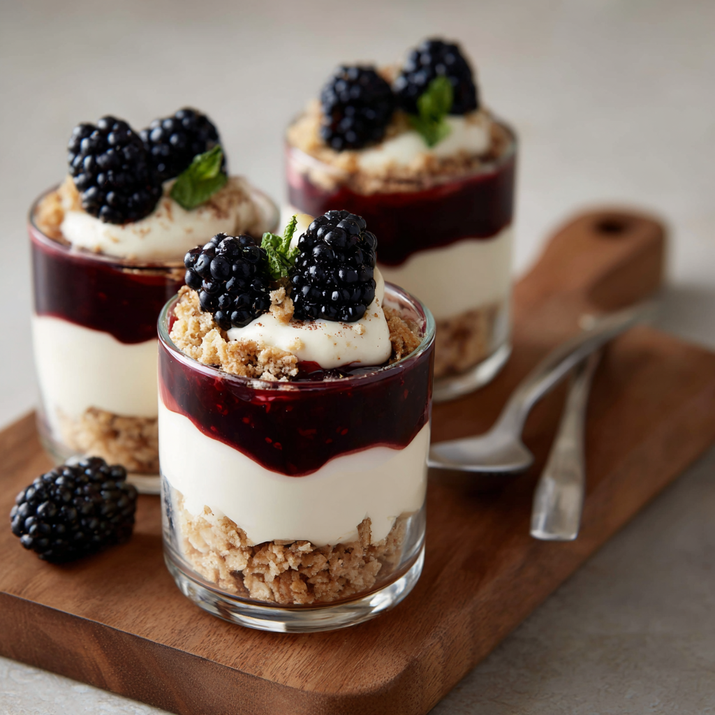 Blackberry Vanilla Parfait Cups Recipe 3 Blackberry Vanilla Parfait Cups Recipe - Recipe Image