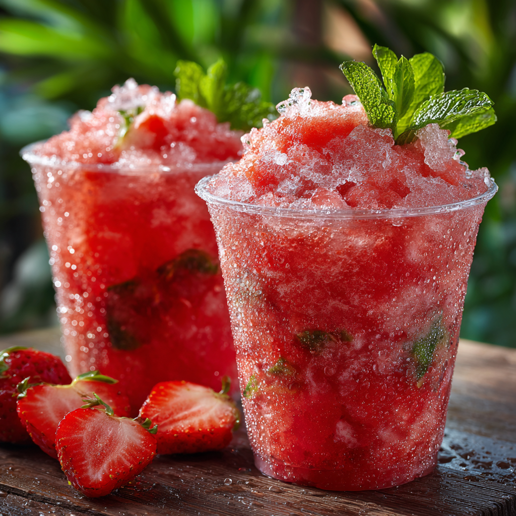 Watermelon Strawberry Slush Cups Recipe - Recipe Image