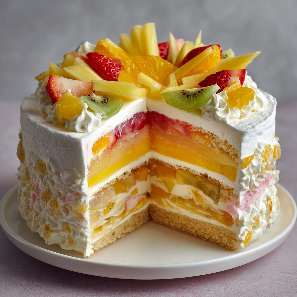 Tropical Fruit Parfait Cake Recipe - Recipe Image