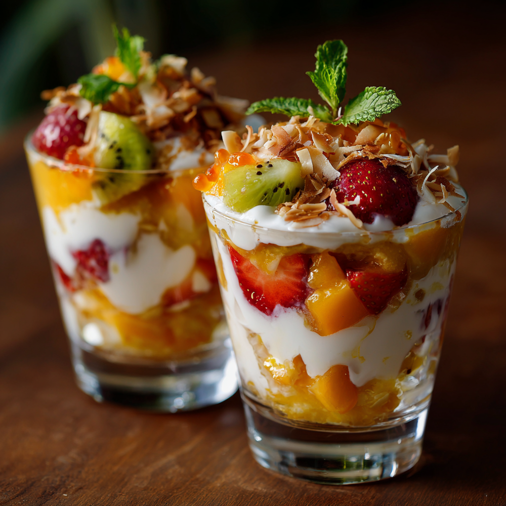 Tropical Vanilla Fruit Parfaits Recipe - Recipe Image