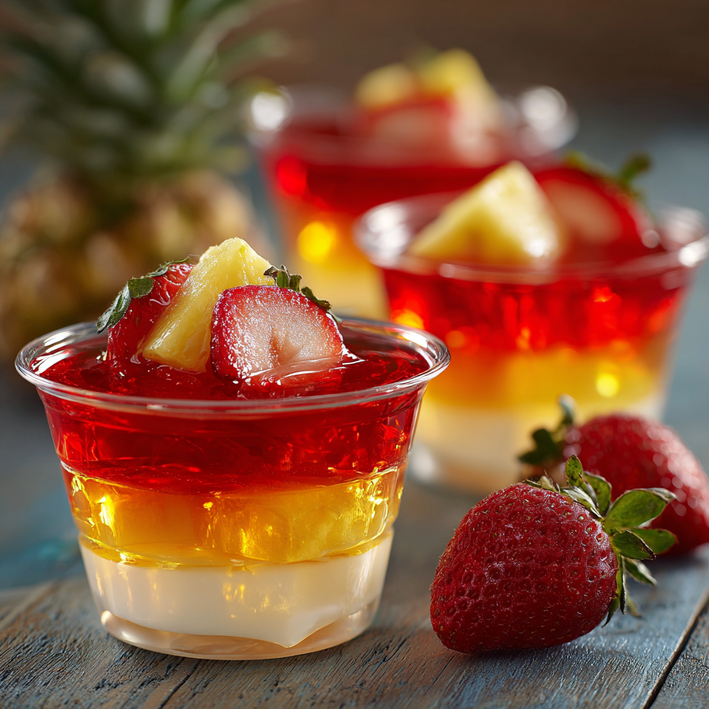 Pineapple Strawberry Jelly Cups Recipe 3 Pineapple Strawberry Jelly Cups Recipe - Recipe Image